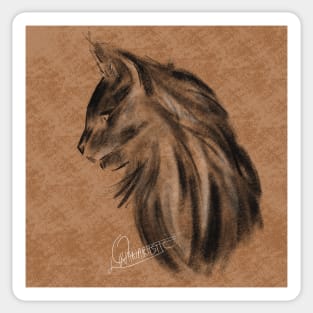 Charcoal Cat Portrait Sticker